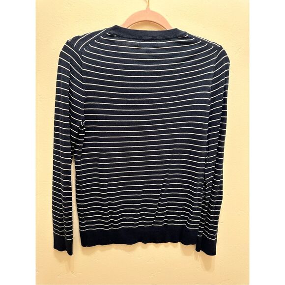 Banana Republic Women’s Navy Stripe Hello Weekend Silk Cashmere Sweater Size Med - Picture 6 of 6